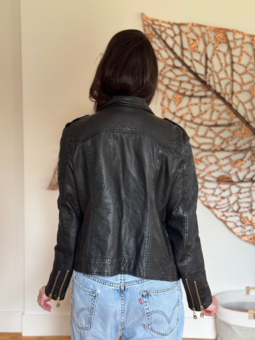 DOMA Black Leather Moto Jacket