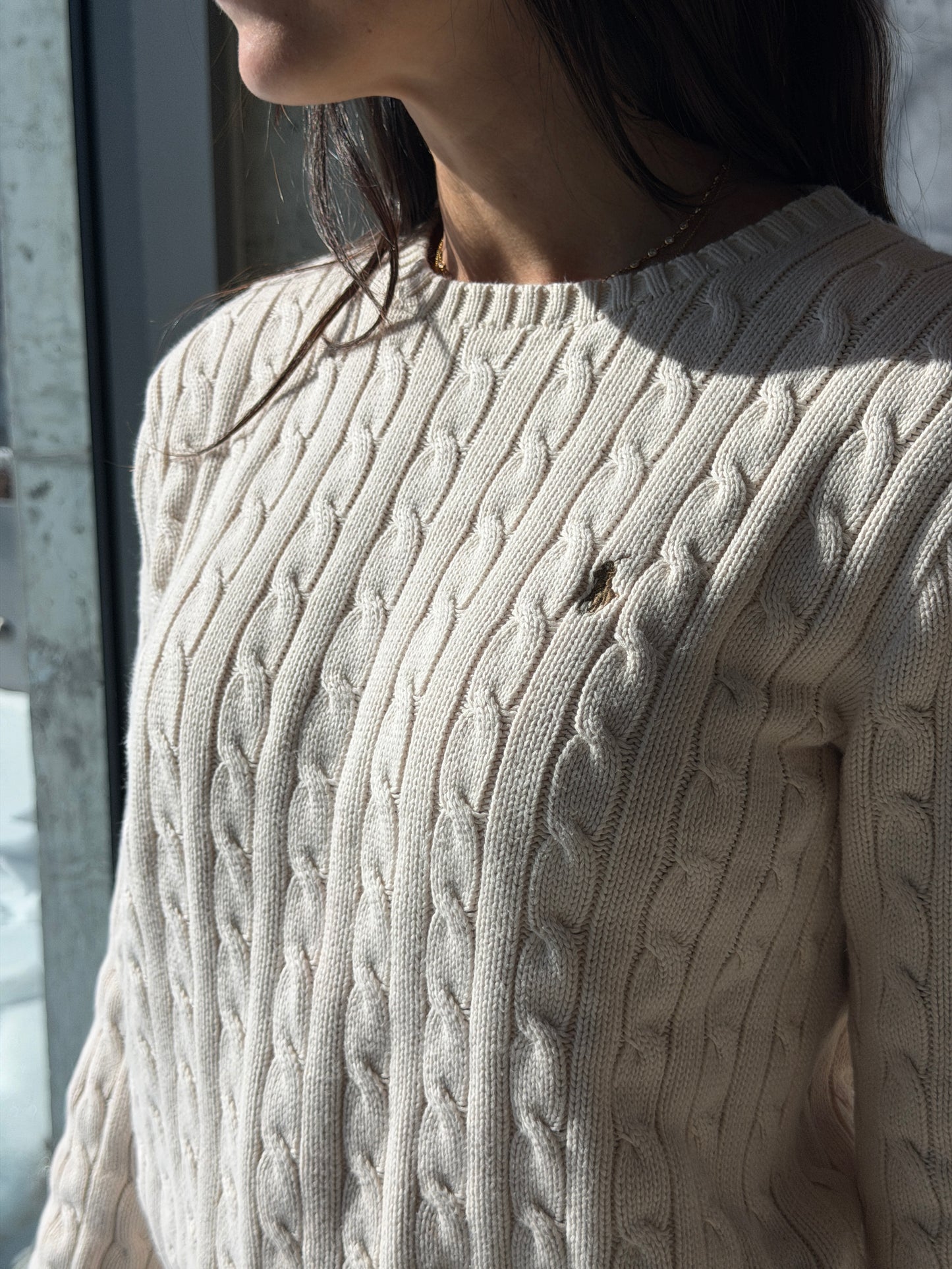 Vintage Ralph Lauren Cream Cable Knit Cotton Sweater