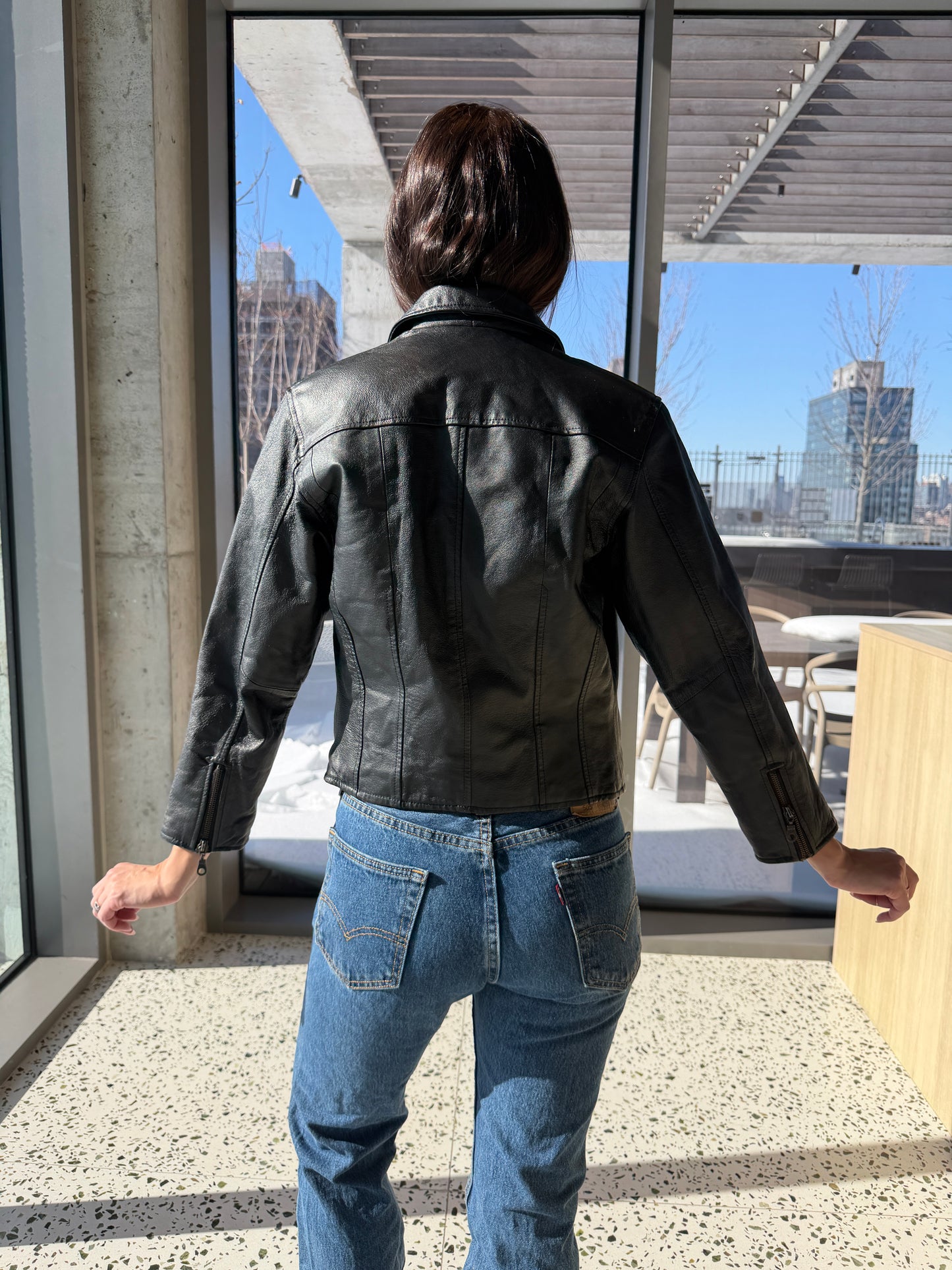 Insulated Black Leather Jacket