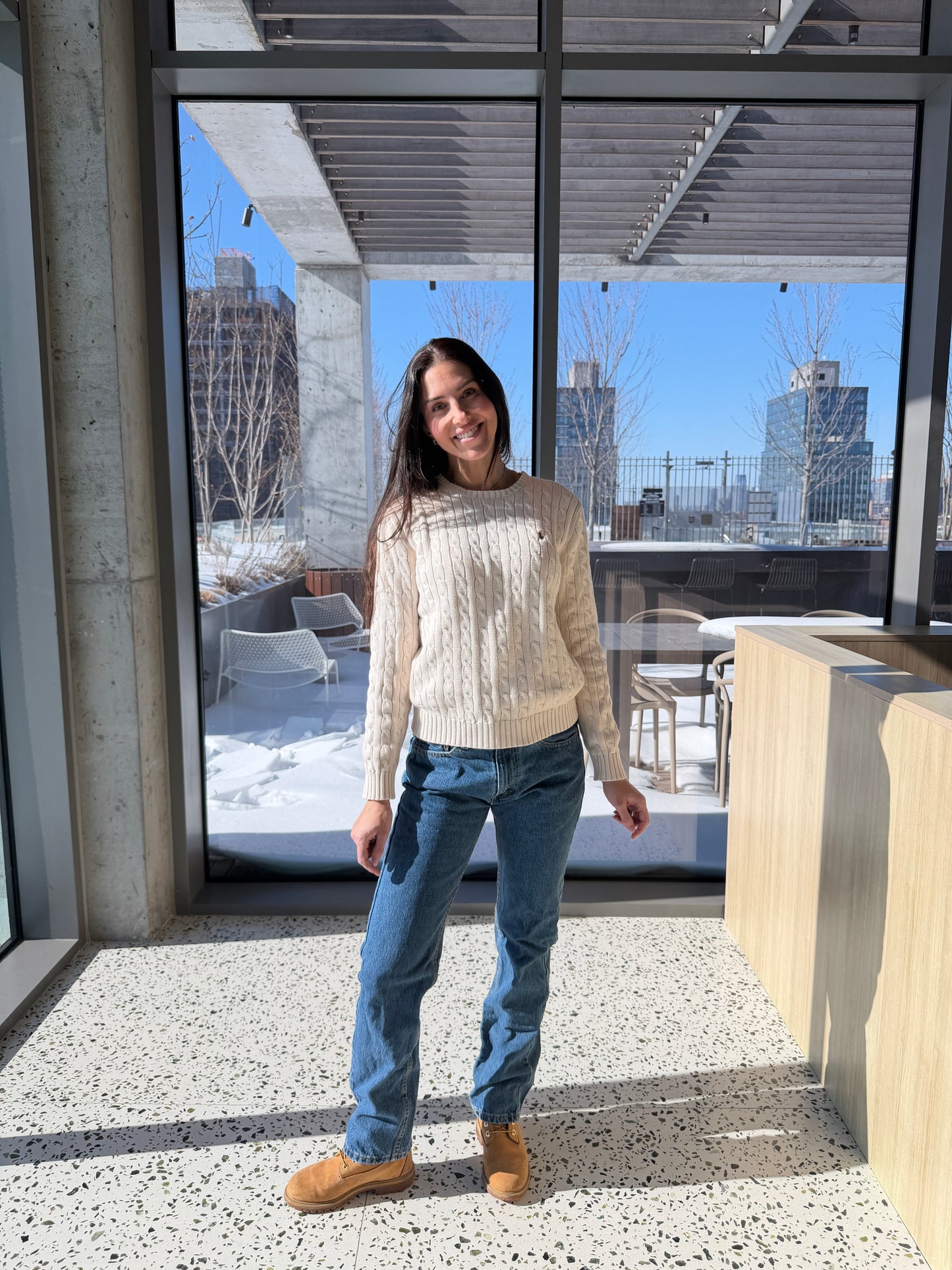 Vintage Ralph Lauren Cream Cable Knit Cotton Sweater