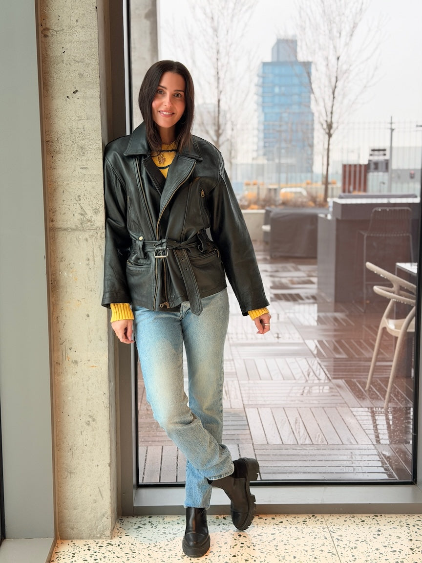 Vintage Belted Leather Moto