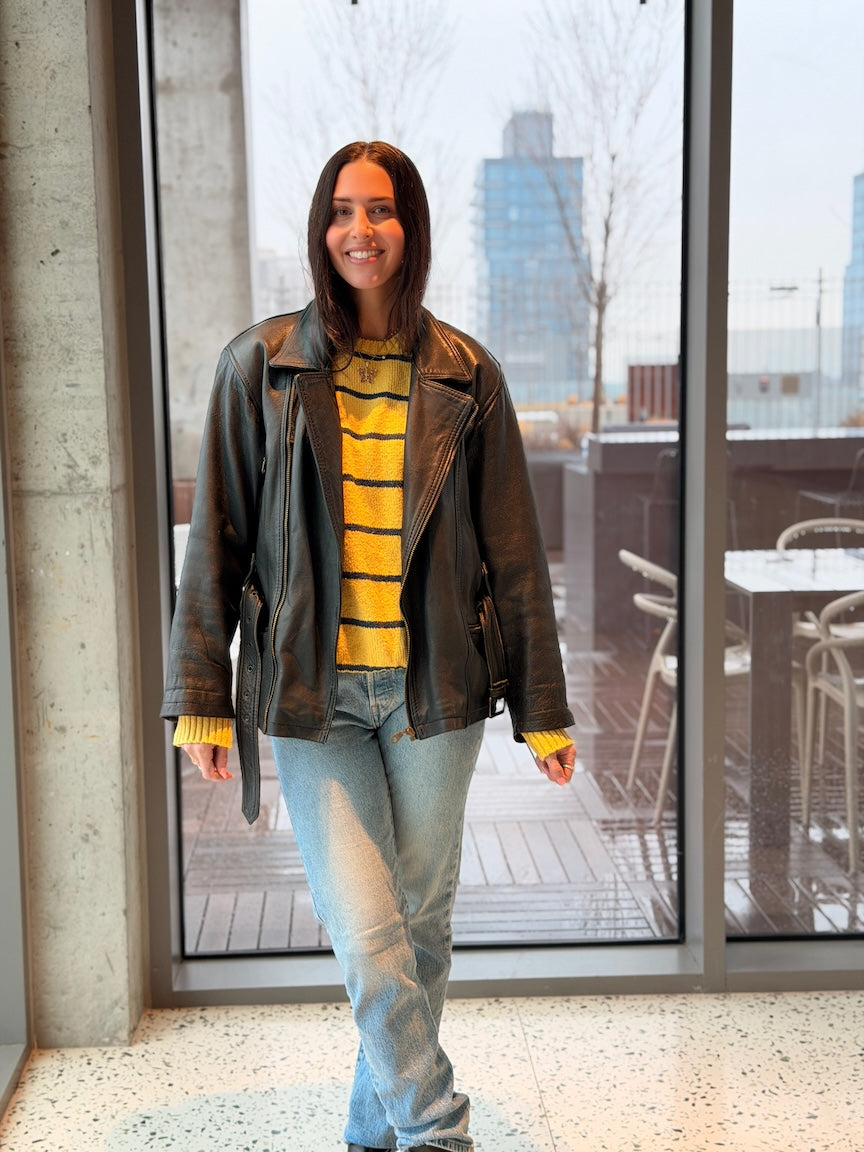 Vintage Belted Leather Moto