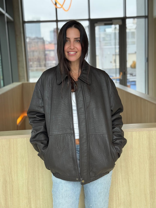 Chosen Elements Leather Bomber Jacket