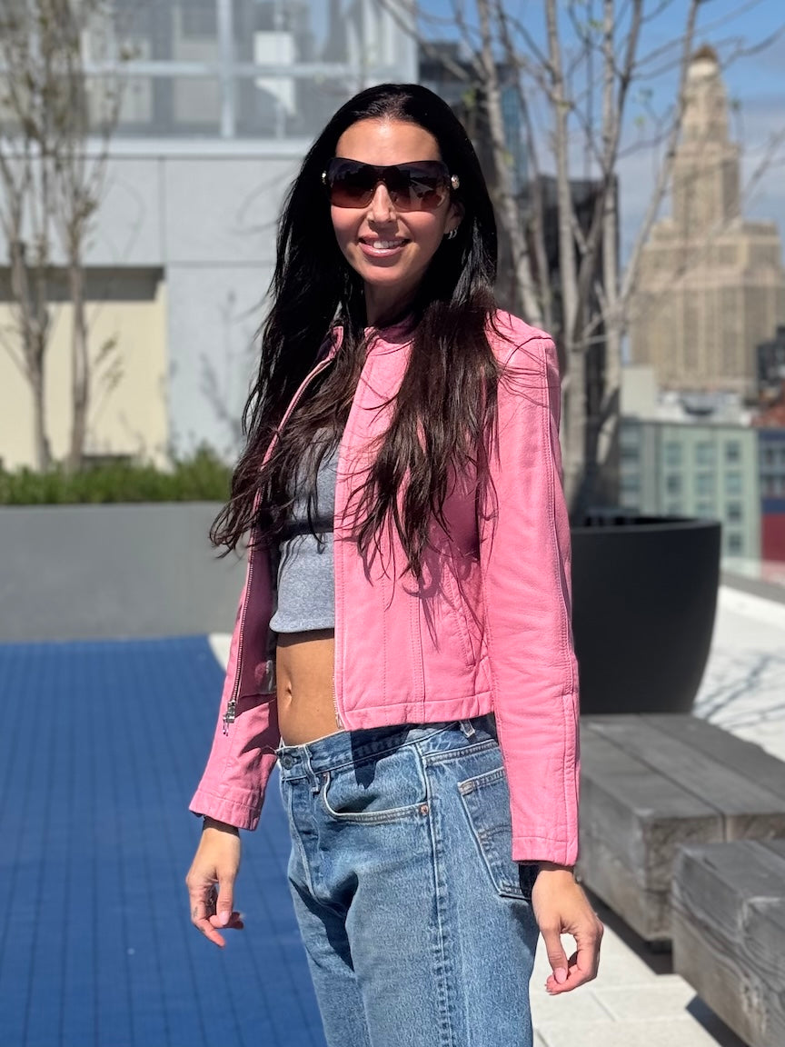 Wilson's Leather Pink Moto Jacket