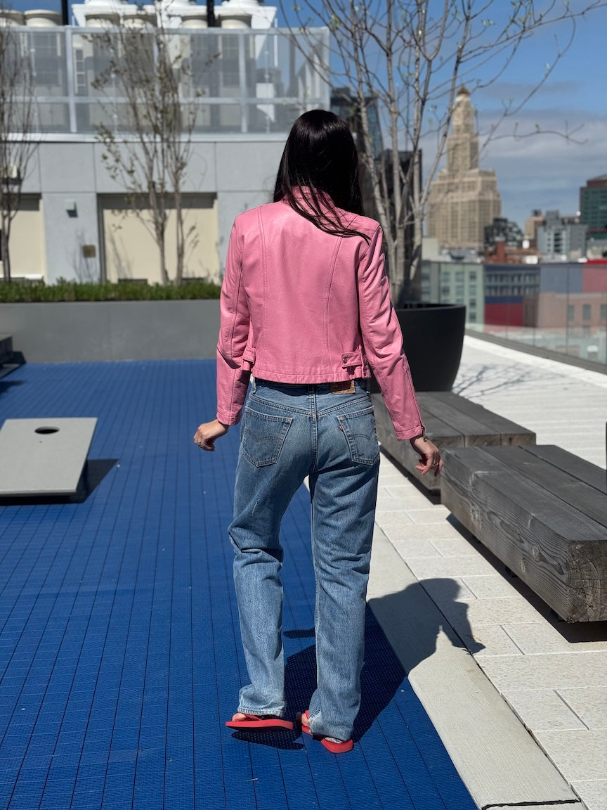 Wilson's Leather Pink Moto Jacket