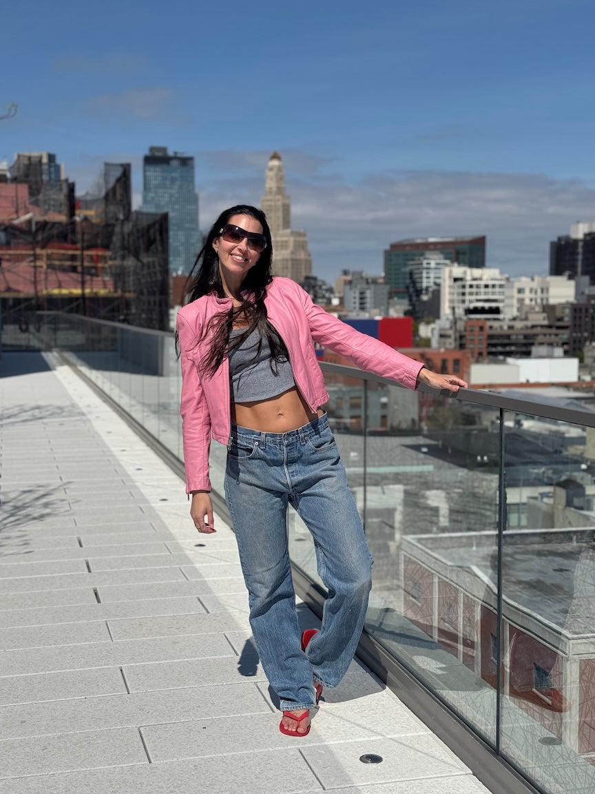 Wilson's Leather Pink Moto Jacket