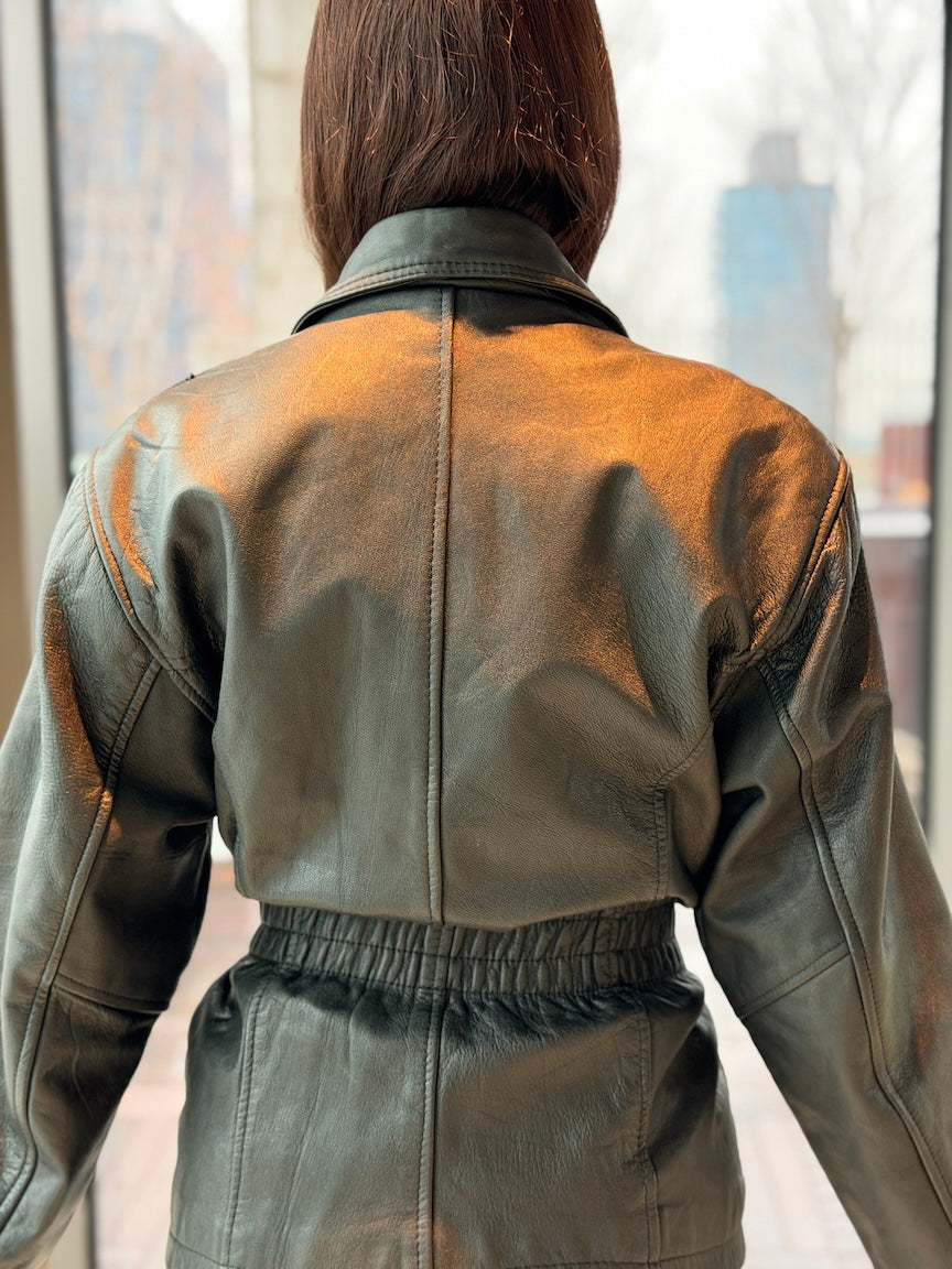 Vintage Belted Leather Moto