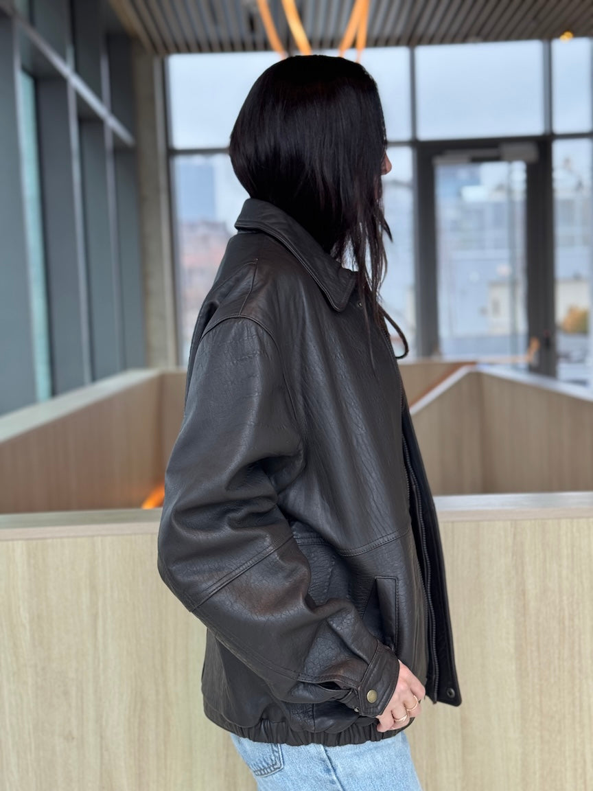 Chosen Elements Leather Bomber Jacket