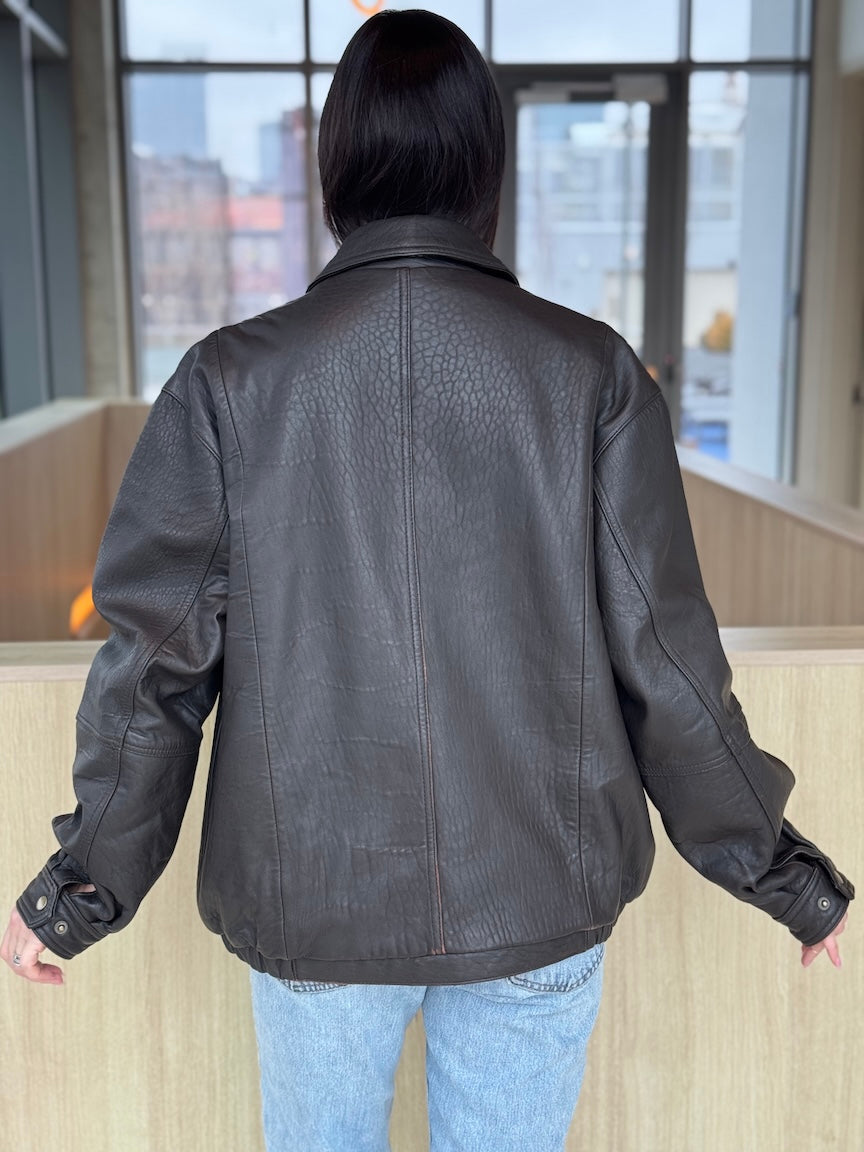 Chosen Elements Leather Bomber Jacket