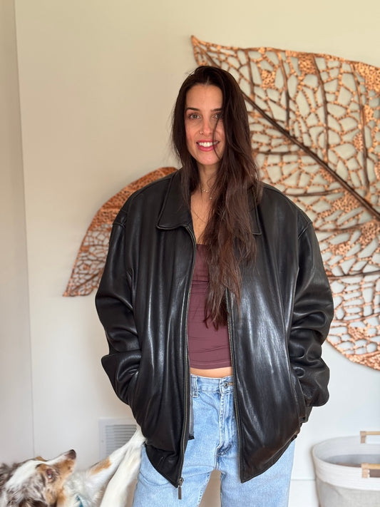 Roundtree & Yorke Lambskin Leather Bomber