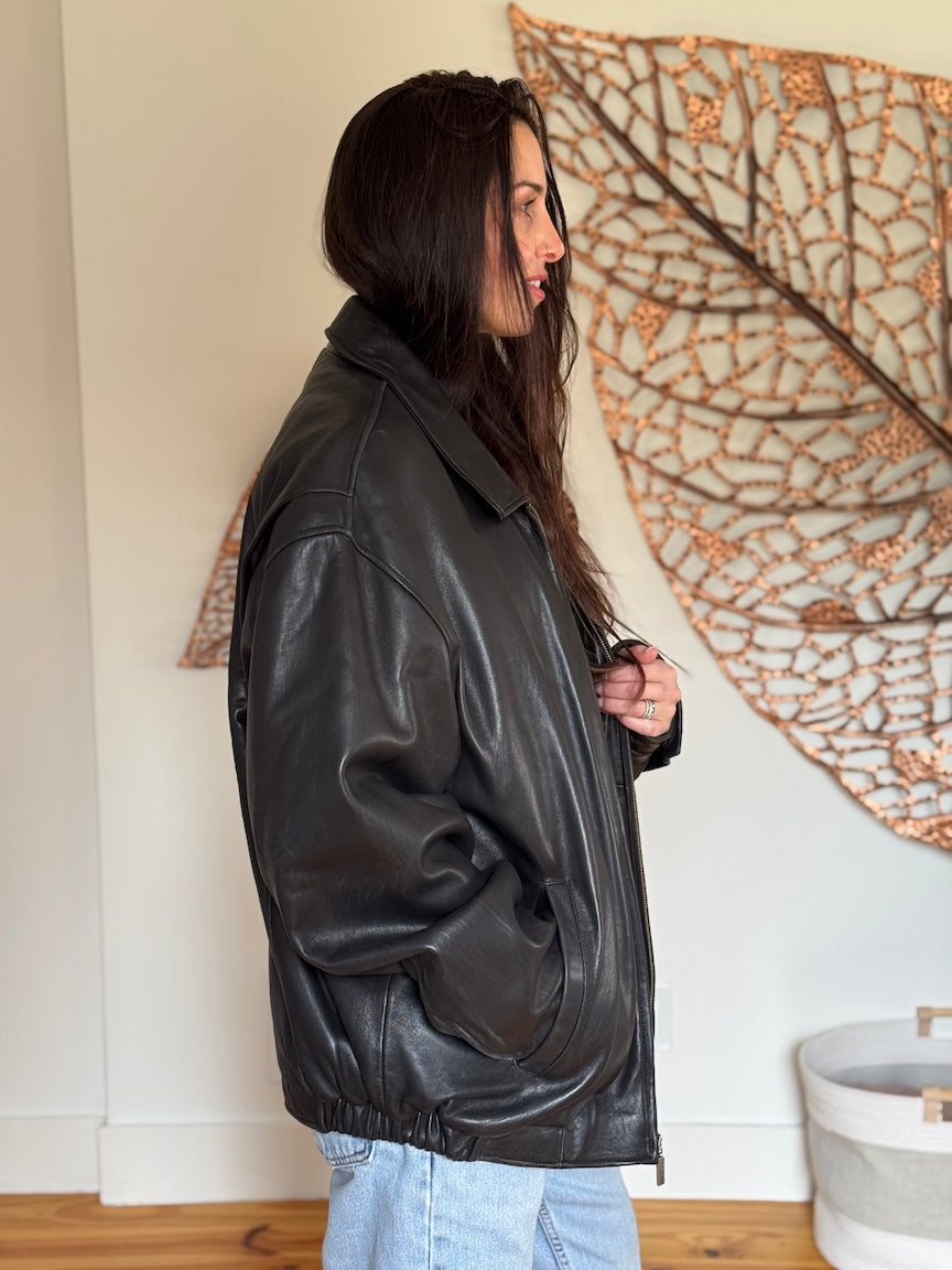 Roundtree & Yorke Lambskin Leather Bomber