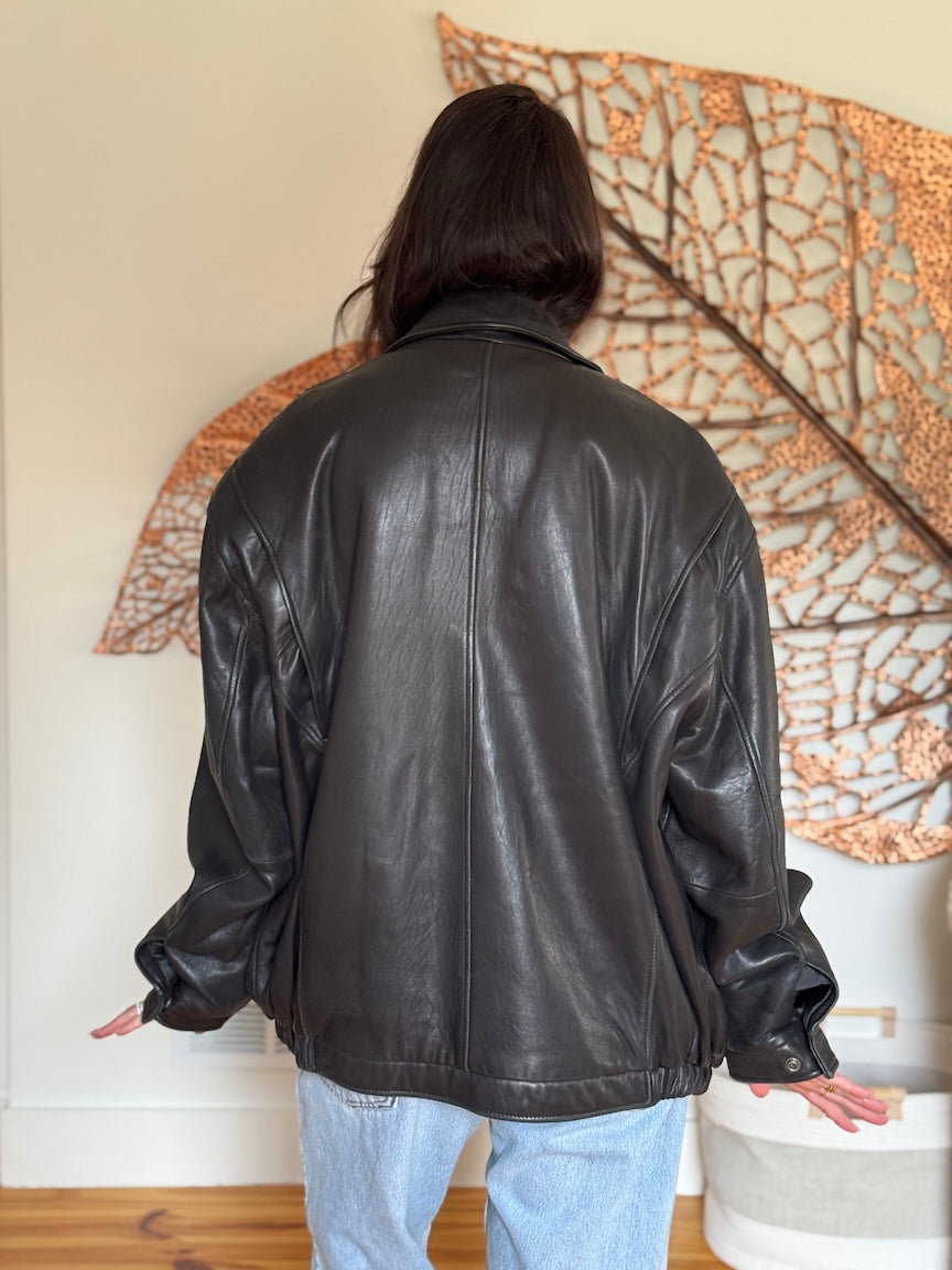 Roundtree & Yorke Lambskin Leather Bomber