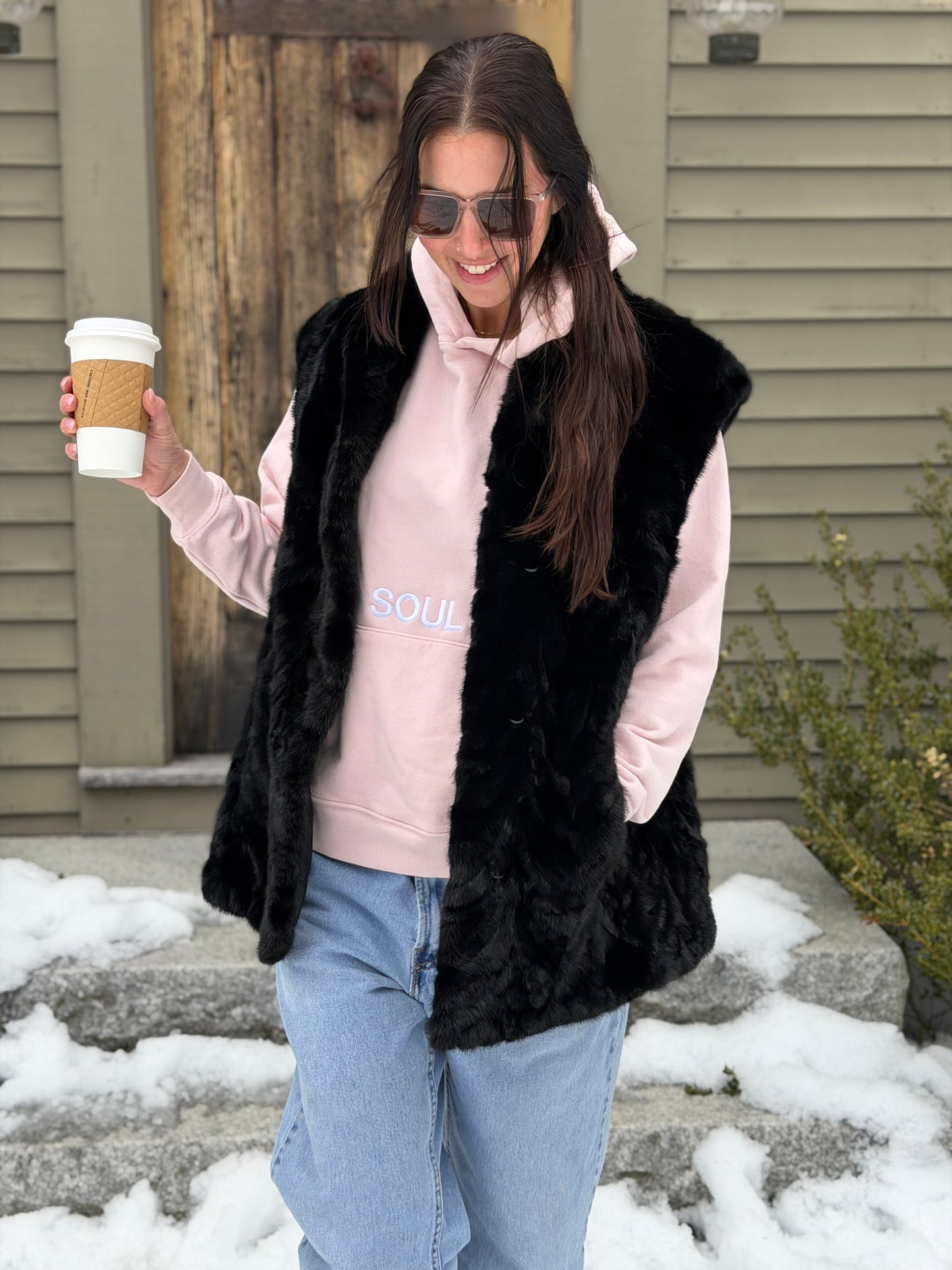 Black Mink Vest