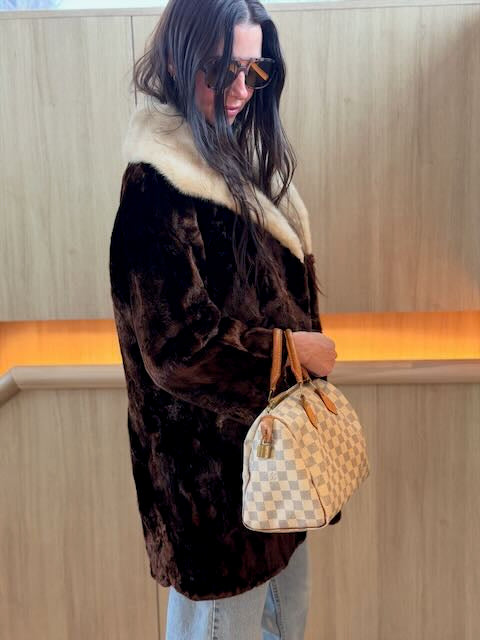 Sheared Midi Beaver Fur w/ Contrasting Fox Fur Collar