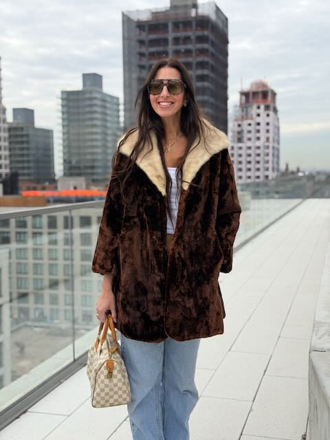 Sheared Midi Beaver Fur w/ Contrasting Fox Fur Collar