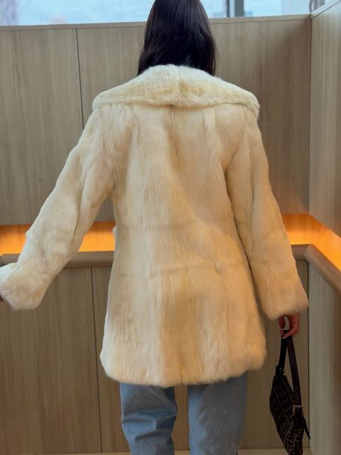 Ivory Fitted Midi Rabbit Fur